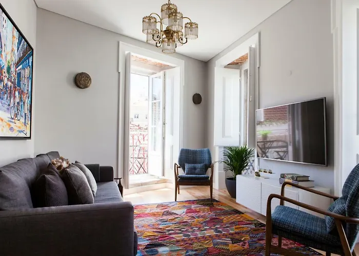 Apartment Alfama Sophisticate Flat With Balconies 2bedrs 2baths & Ac In 19th Century Building Historic Center *